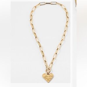 Gold Heart Pendant Link Necklace - Women Jewelry